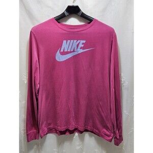 Nike Womens XL Pink Top Swoosh Sporty Athleisure Active Wear Neon Long Sleeves